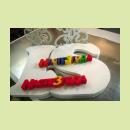 Разноцветное поздравление из пенопластовых букв  "Насте 3 года" 